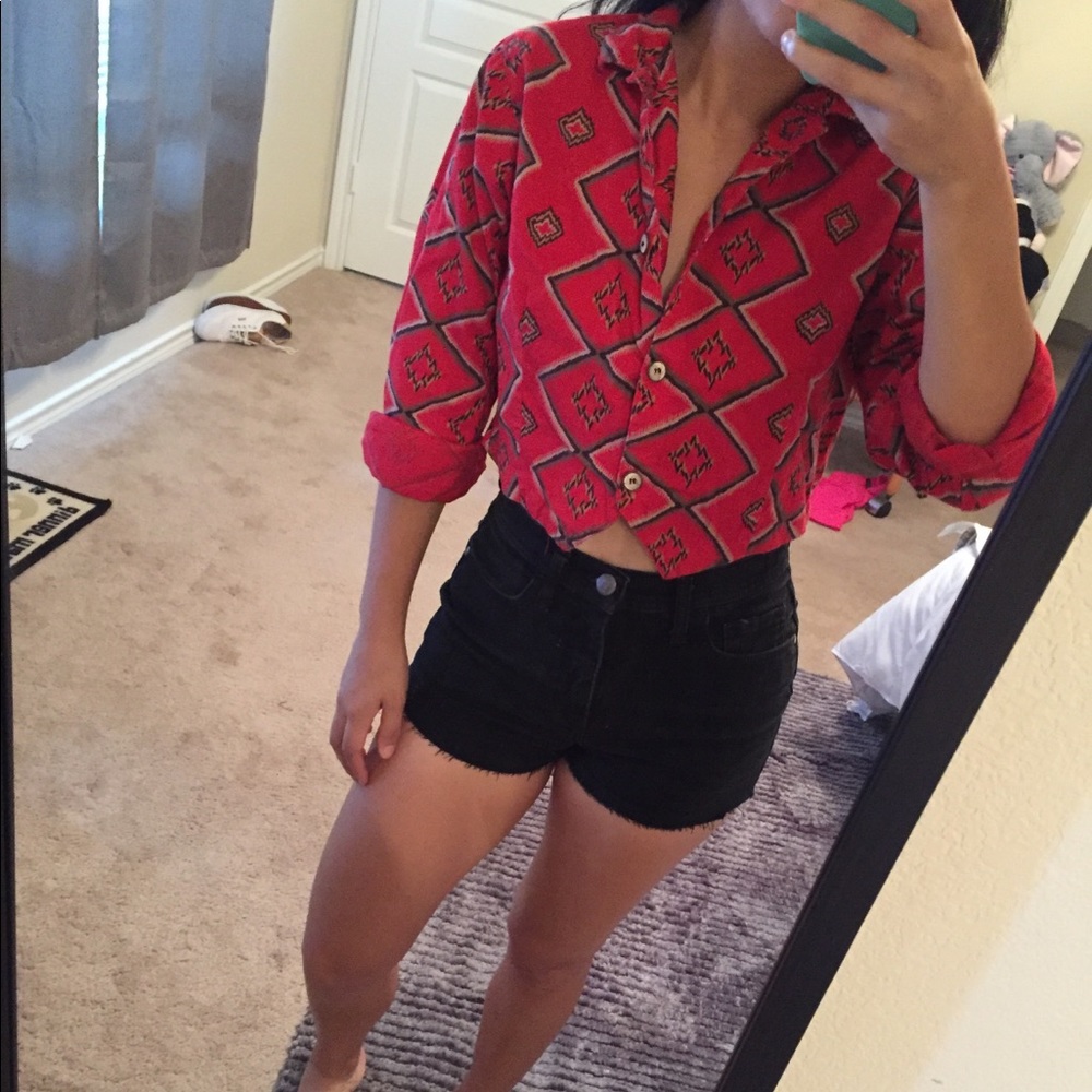 Vintage unique long sleeve crop top